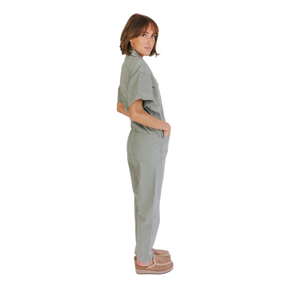 Free People Sage Green Utility Jumpsuit - Picture 4 of 9
